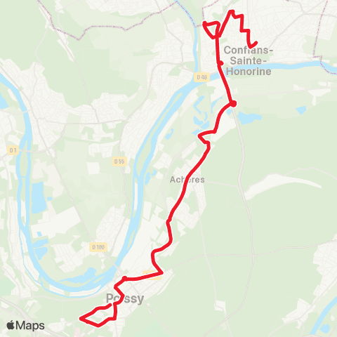 Île-de-France Mobilités Gare Pl. Romagné <> Gare S. de Poissy (1b) map