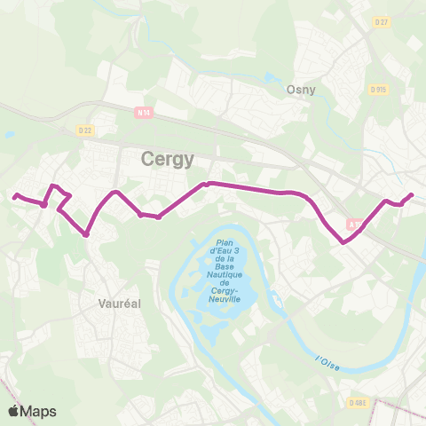Île-de-France Mobilités Pontoise Gare <> Les Croizettes map