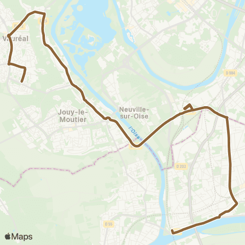 Île-de-France Mobilités Gare de Conflans - Fin-d'Oise <> La Bussie map