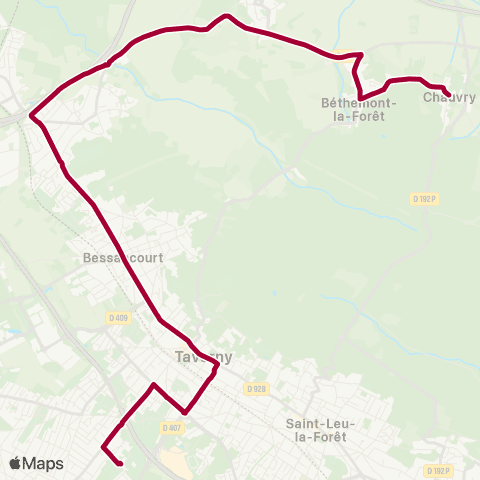 Île-de-France Mobilités Lycée - Collège Voie des Sports <> Mairie de Chauvry map