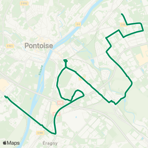 Île-de-France Mobilités Lycée Jean Perrin <> Gare de Cergy Préf. - Quai l map