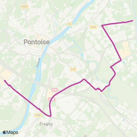 Île-de-France Mobilités Fond de Vaux <> Gare de Cergy Préf. - Quai e map