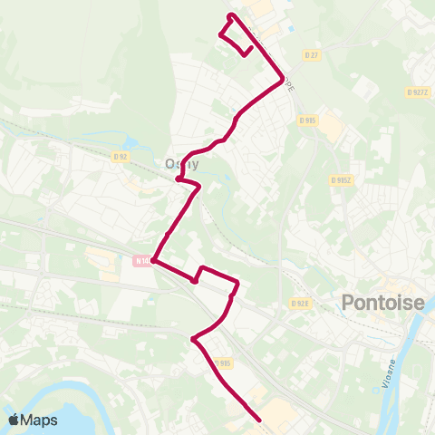 Île-de-France Mobilités Gare de Cergy Préf. - Quai H <> Clinique Ste Marie map