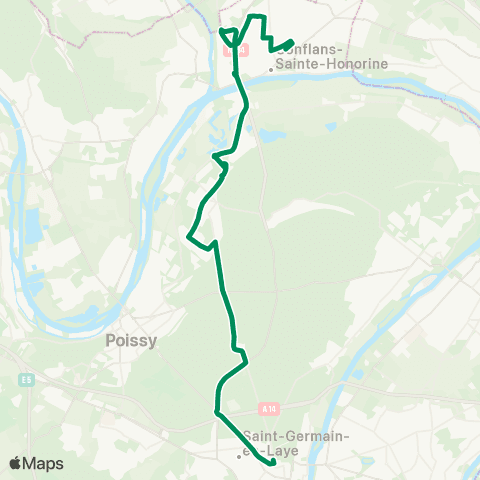 Île-de-France Mobilités Gare de St-Germain-en-Laye <> Gare Pl. Romagné map