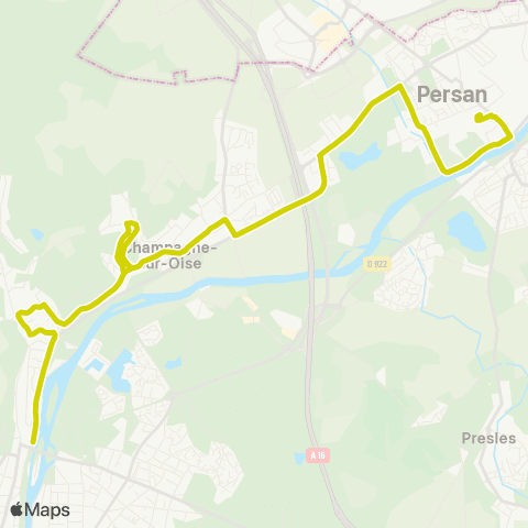 Île-de-France Mobilités Gare de Persan - Beaumont <> Mairie - Gare map