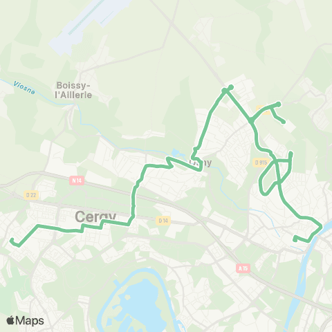 Île-de-France Mobilités Cergy le Haut RER <> Gare de Pontoise map