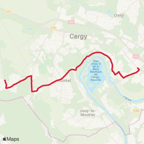 Île-de-France Mobilités Gare de Cergy Préf. - Quai I <> La Taillette map