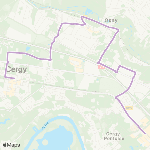 Île-de-France Mobilités Gare de Cergy Préf. - Quai H <> Gare de Cergy St-Christophe RER map