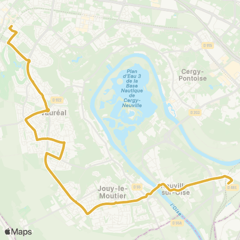 Île-de-France Mobilités Cergy le Haut RER <> Gare de Neuville - Uni map