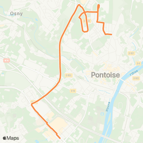 Île-de-France Mobilités Les Beurriers <> Gare de Cergy Préf. - Quai B map