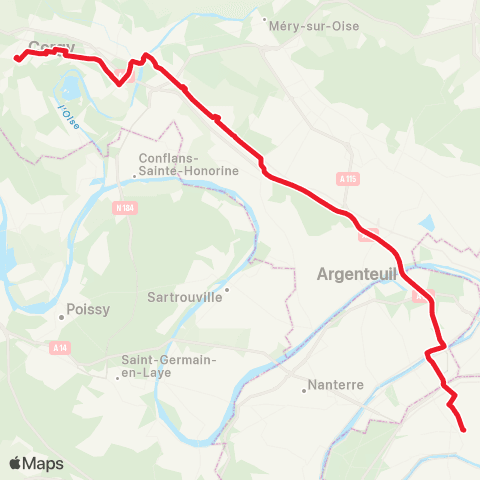 Île-de-France Mobilités Gare de Cergy-le-Haut <> Gare de St-Lazare map