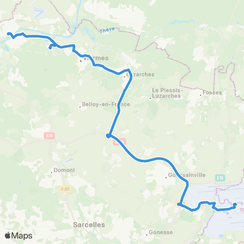 Île-de-France Mobilités Gare de Persan - Beaumont <> Gare de Roissypôle - Aéroport CDG 1 (F3) map