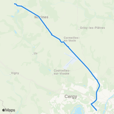 Île-de-France Mobilités Gare de Cergy Préf. - Quai I <> Ctre Ville / Chars map