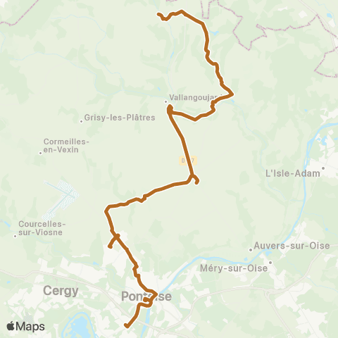 Île-de-France Mobilités Gare de Cergy Préf. - Quai I <> Lavoir map