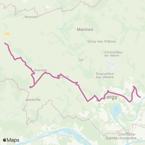 Île-de-France Mobilités Gare de Cergy-le-Haut <> Église map