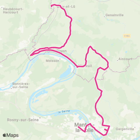 Île-de-France Mobilités Gare rout. Mantes-la-Jolie - Quai 9 <> Pl. du 19 mars 1962 map