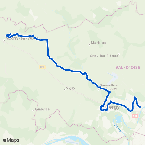 Île-de-France Mobilités Gare de Cergy-le-Haut <> Blamécourt map