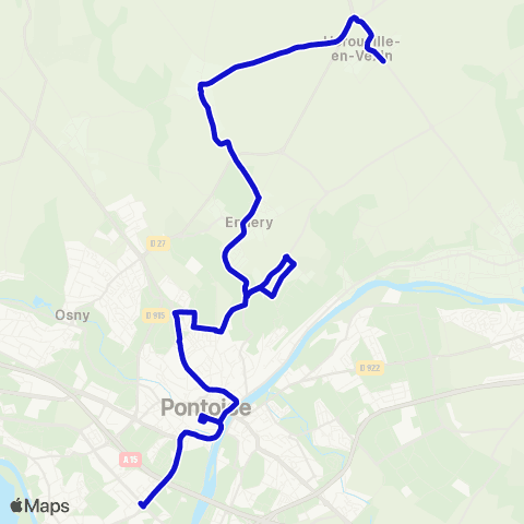 Île-de-France Mobilités Gare de Cergy Préf. - Quai I <> Zone d'Activités map
