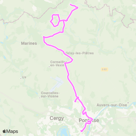 Île-de-France Mobilités Gare de Cergy Préf. - Quai I <> Lavoir map