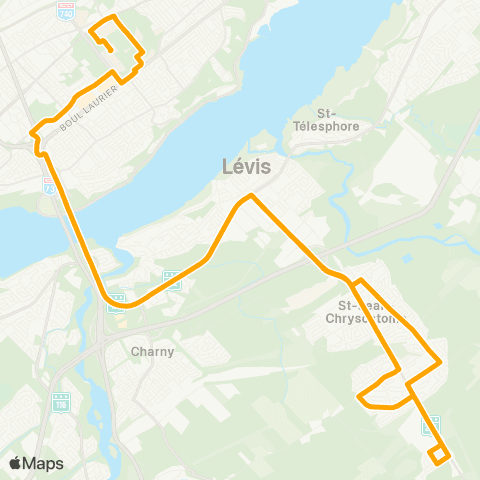 STLévis St-Jean-Chrysostome via Vanier / Station Taniata map