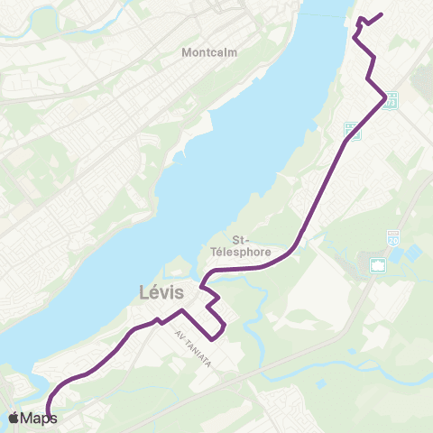 STLévis Québec - Presqu'Île - St-Romuald / UQAR - Lévis Ctre map