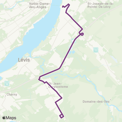 STLévis St-Jean-Chrysostome / UQAR - Lévis Ctre map