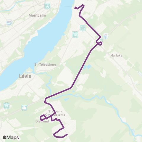 STLévis St-Jean-Chrysostome / UQAR - Lévis Ctre map