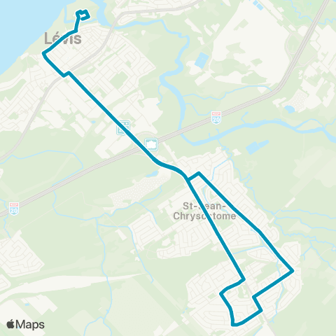 STLévis St-Jean-Chrysostome via Taniata / Station Taniata map