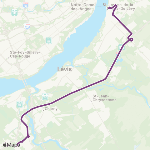 STLévis Collège Lévis / Marcelle-Mallet – St-Rédempteur / St-Nicolas map