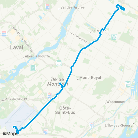 STM Express Métropolitaine map
