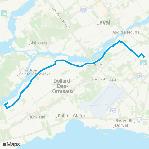 STM Express Pierrefonds / Gouin map