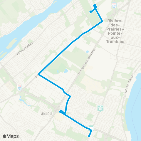 STM Express Parcs Industriels de l'Est map