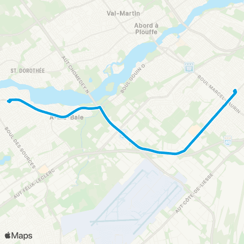 STM Trainbus Roxboro / Côte-Vertu map