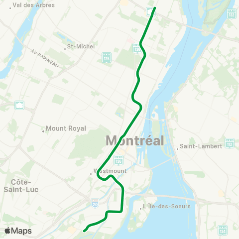 STM Ligne Verte map