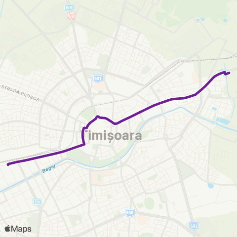 Transport Public Timișoara Gheorghe Barițiu - Arena Aquasport (Ștrandul Tineretului) map
