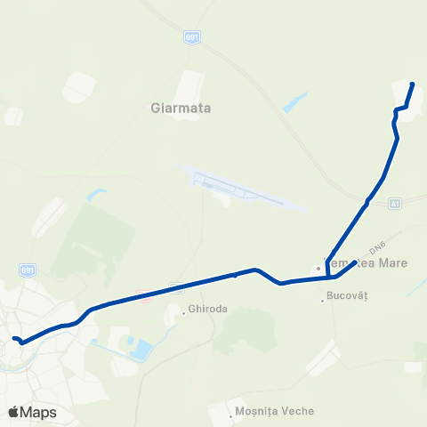 Transport Public Timișoara Timișoara - Remetea Mare / Ianova map