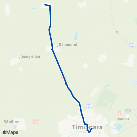 Transport Public Timișoara Timișoara - Sânandrei / Carani map