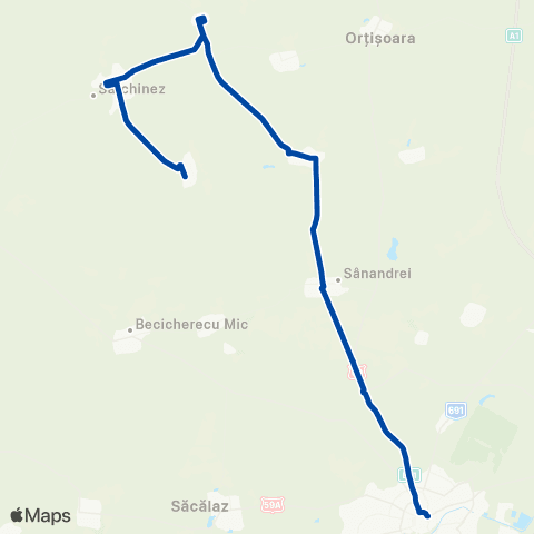 Transport Public Timișoara Timișoara - Satchinez / Hodoni map