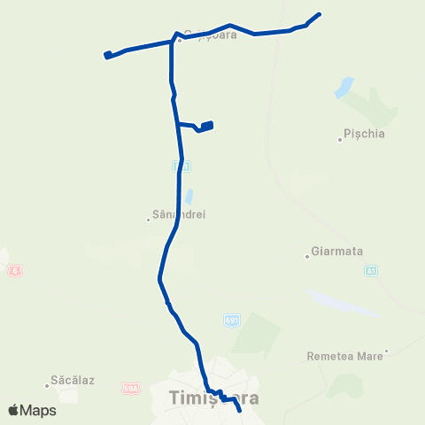 Transport Public Timișoara Timișoara - Orțișoara / Seceani map