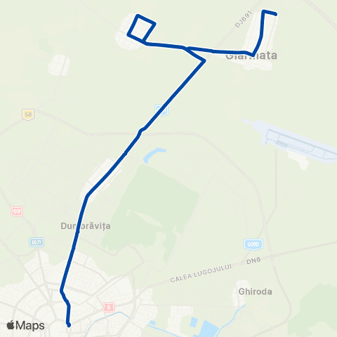 Transport Public Timișoara Timișoara - Giarmata map