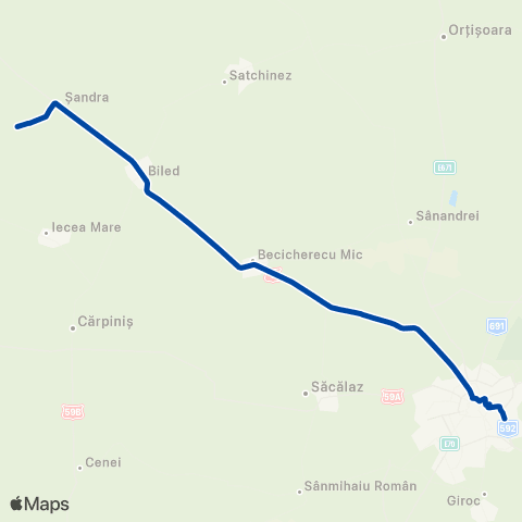 Transport Public Timișoara Timișoara - Biled / Șandra map