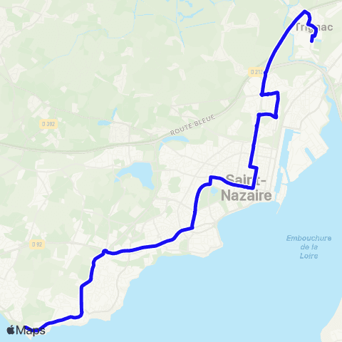 Ycéo Mobilité St-NAZAIRE Plage des Jaunais - TRIGNAC Les Forges map