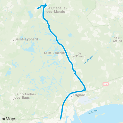 Ycéo Mobilité LA CHAPELLE-DES-MARAIS Mayun - St-NAZAIRE Gare map