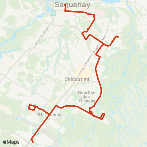 STS Terminus Chicoutimi - Séminaire / UQAC / Cégep map