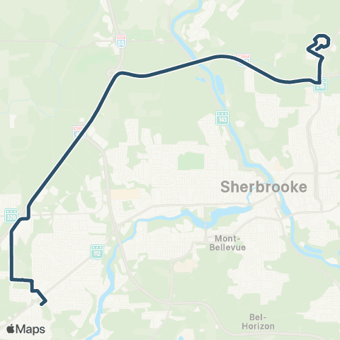 STS CHUS-Fleurimont ↔︎ Stationnement Gaspé map