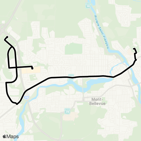 STS Industriel - Station du Cégep ↔︎ Carrefour de l'Estrie map
