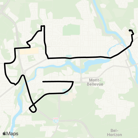 STS Carrefour de l'Estrie ↔︎ Lisieux map