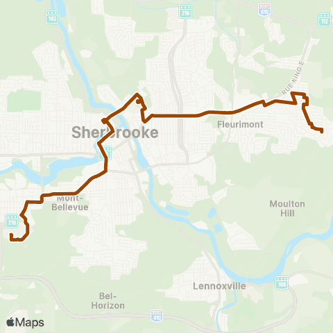 STS des Chardonnerets ↔︎ Uni de Sherbrooke map