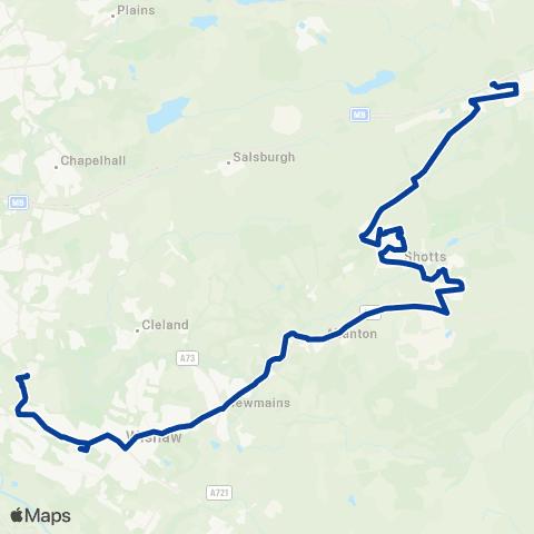Stuart's Coaches Ravenscraig Sports Ctr - Harthill Services map