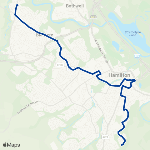 Stuart's Coaches Blantyre Farm Road - Dunlop Court map